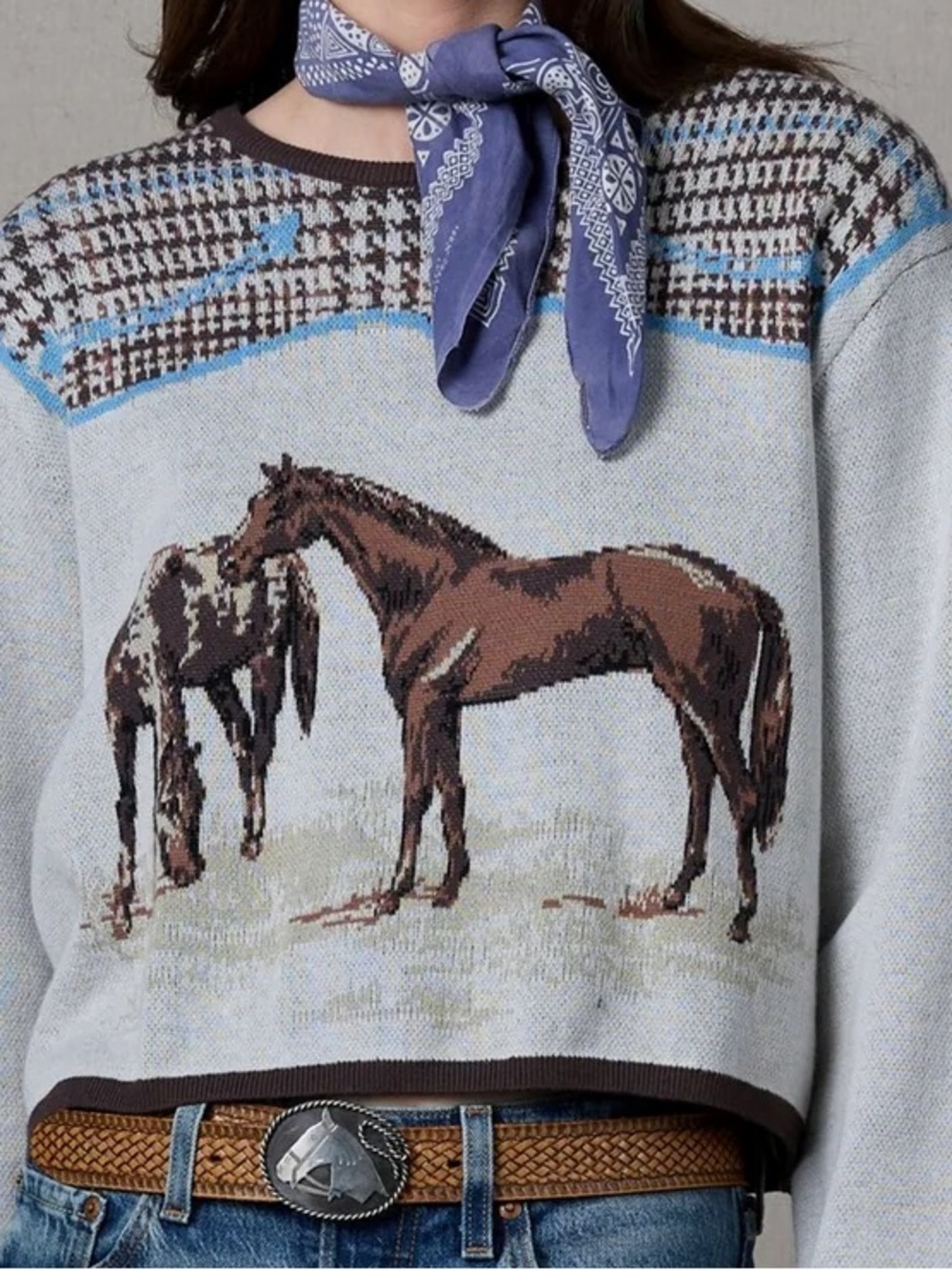 Double D Ranch Horsiculture horse Sweater 100% Cotton Equestrian RTL $395 1X NWT - Picture 4 of 6